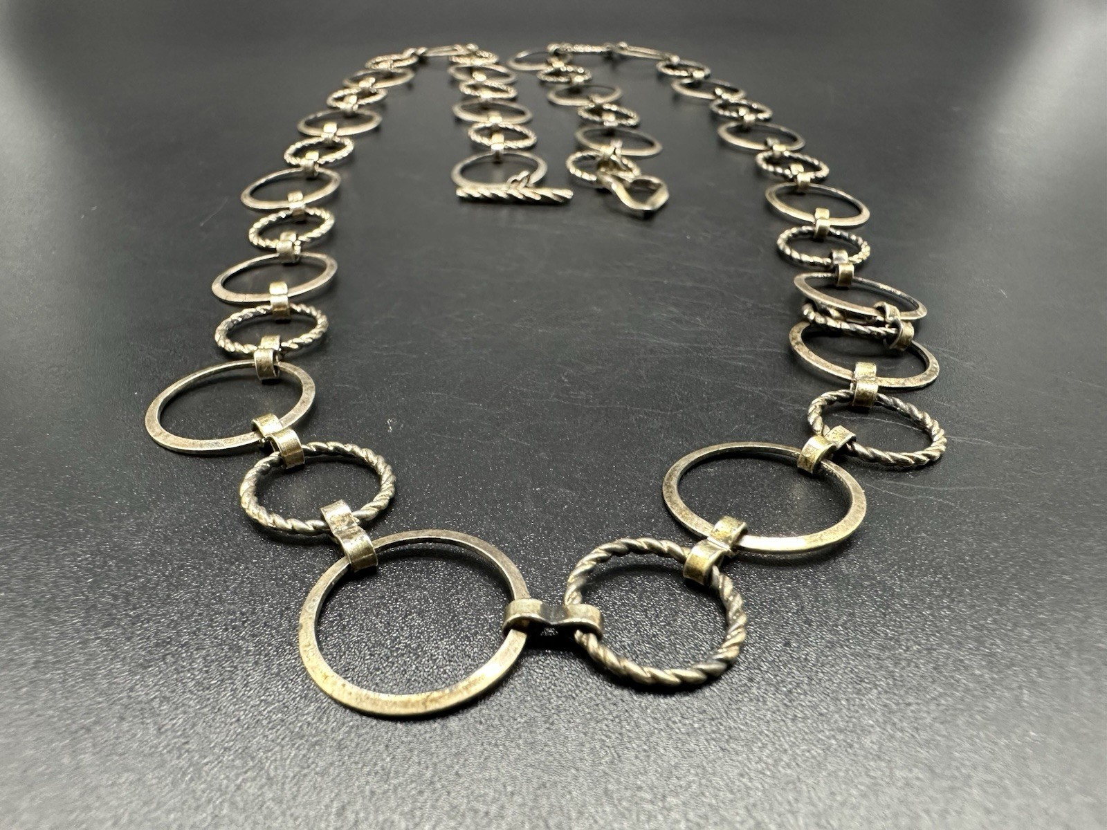 Hammered Sterling Silver Ring Loop Statement Neck… - image 3