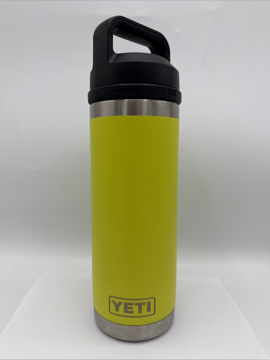 Yeti 18oz Rambler Water Bottle Firefly Yellow with Chug Cap Promo