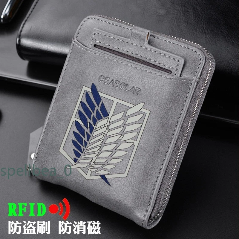 Cartera Attack on Titan Estilo Corto Hombre Estudiantes Anime Zero Cartera Tarjeta Bolsa Regalo Foto 2 de 4