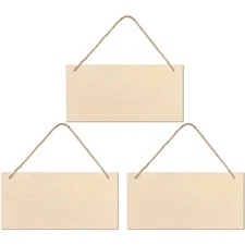 Unfinished Wood Sign Blank DIY Craft Plaque with Rope Hanging Decorative Door