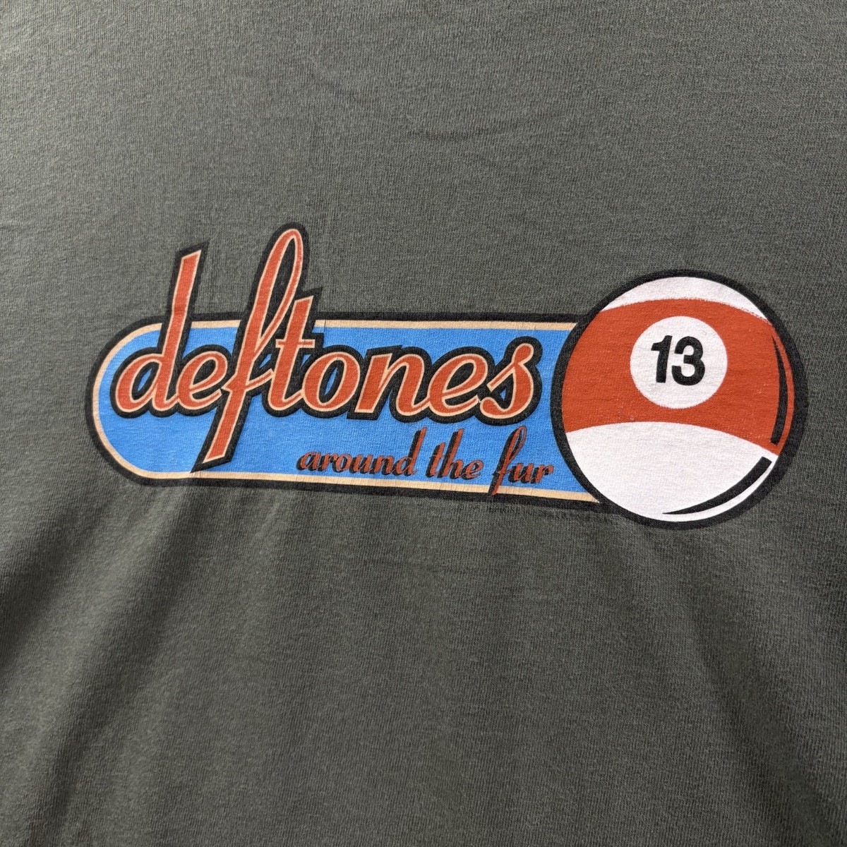 VTG DEFTONES 1998 Around the fur 13 Ball Shirt Mens L Green Band 