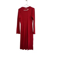 Culture Code Red Ribbed Knit Midi Dress Womens Size 1X Long Sleeve NWT
