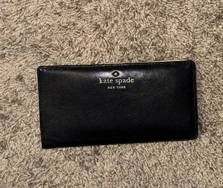 Black Leather Kate Spade New York Staci Large Slim Bifold Wallet
