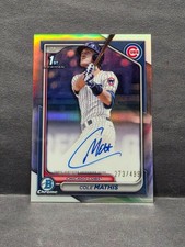 COLE MATHIS - 2024 Bowman Draft - Chrome Refractor Auto /499 #CPA-CMS Cubs