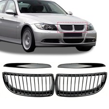 FÜR BMW 3ER E90 E91 BIS 08 KÜHLERGRILL NIEREN Einzelsteg GLANZ SCHWARZ