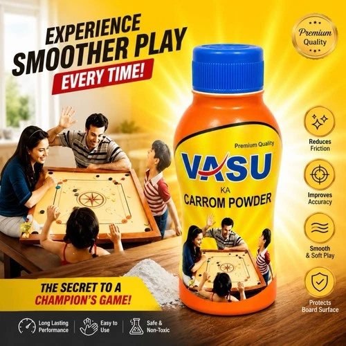 VASU Boric Carrom Board Powder Extra Fast Smooth Tournament Quality 2 x 100g