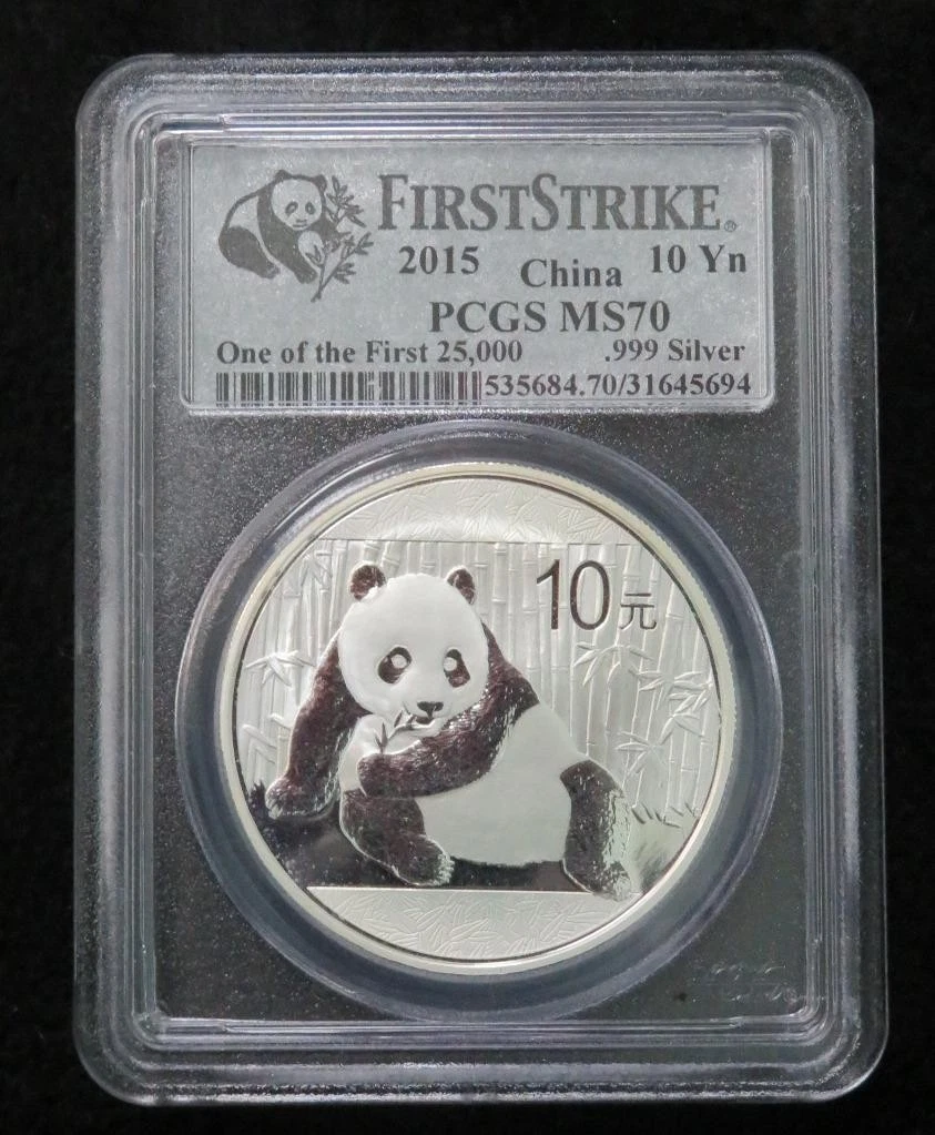 PCGS Certified Chinese Panda MS 70 Silver Bullion Coins for sale