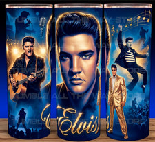 Elvis Presley King of Rock Blue and Gold Style Cup Mug Tumbler 20oz