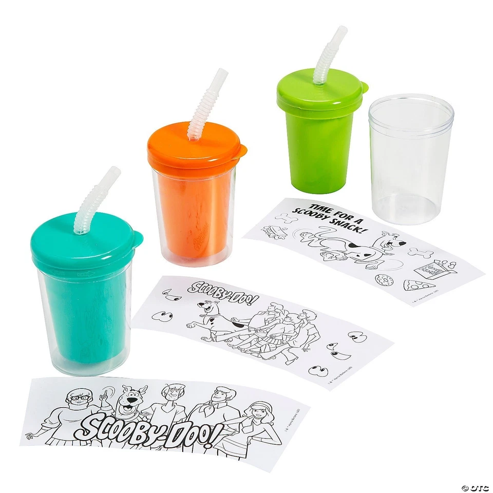 3 3/4 英寸 6 盎司。 颜色你自己的史酷比! 带盖子和吸管杯 - 12 件 — 第 4/4 张图片