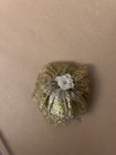 VTG preserved egg easter decoration gold/silver hat black short hair — photo 5