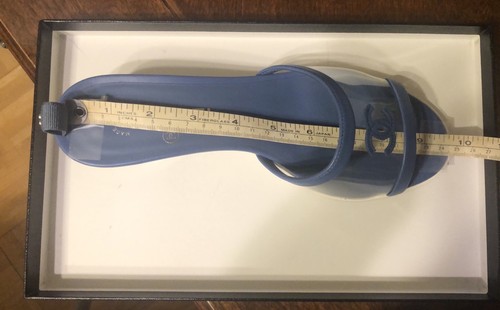 19S CHANEL PVC/LAMBSKIN CC LOGO TRANSPARENT BLUE MULES/SLIDES ICONIC, SIZE 39 - Picture 13 of 14
