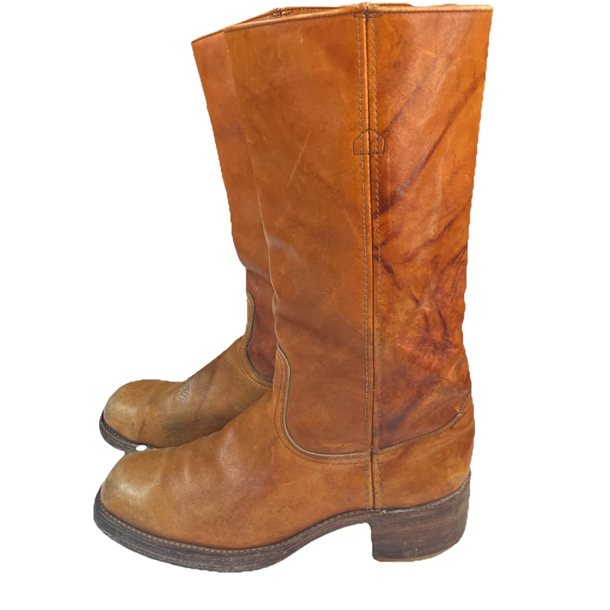 Vintage Frye Men’s Campus Leather Pull On Boots Tan Size 10 M USA Made FRYE Campus Boots Leather Wood Heel Mens 10 M - Etsy main image 4