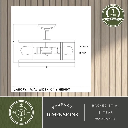 Vaxcel Lighting C0266 Akron 3 Light 15"W Semi-Flush Drum Ceiling - Bronze - Picture 9 of 12