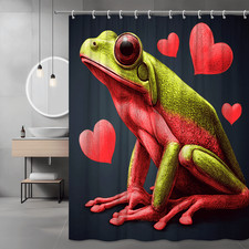 Frog and Hearts Shower Curtain Graphic Animal Print