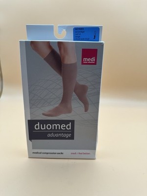 Duomed Compression Socks Unisex 15-20mm Knee High, Size Large, Beige