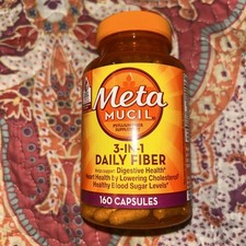 Metamucil 3 in 1 Fiber 160 Capsules Psyllium Fiber Supplement Exp 12/2026