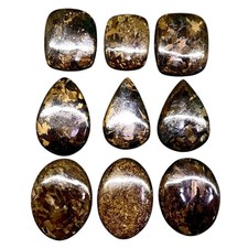 9 Pcs Natural Bronzite 24-34mm Cabochon Loose Pendant Size Gemstones 358.60 Cts