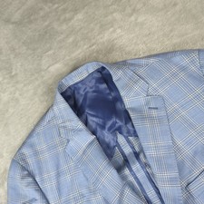 Hart Schaffner Marx Super 130s Wool Blue Plaid Sport Coat Blazer Mens
