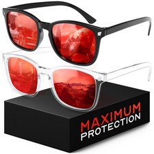 Sleep Glasses for 99.9% Blue Light Blocking, Dual Coating Red Lens, Unisex