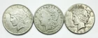 *MIXED DATE PEACE DOLLAR AND MORGAN DOLLAR LOT OF THREE* NR #G4332