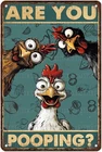 Vintage Chicken Tin Metal Signs Home Décor 8x12 Are You Pooping Retro Bathroom