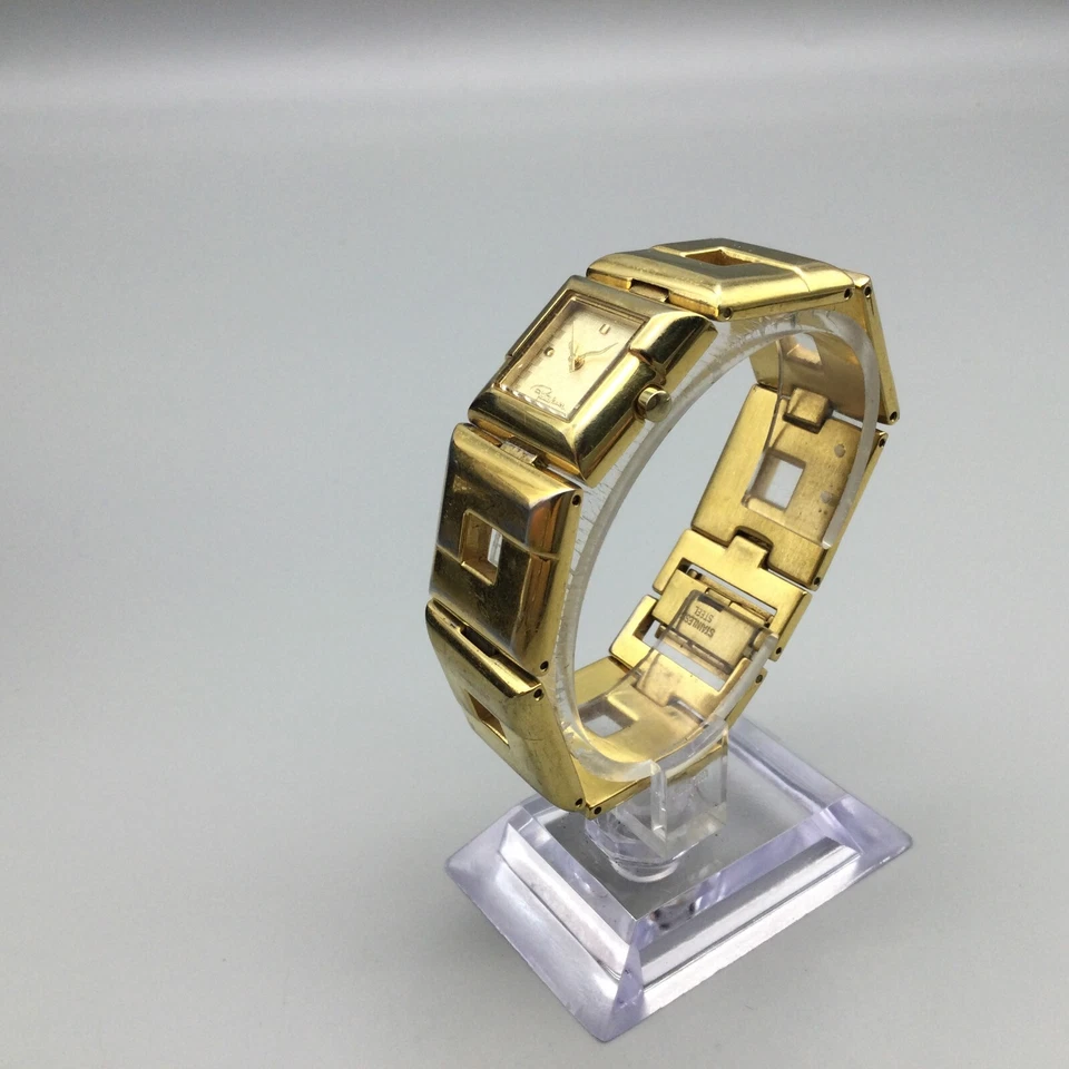 Roberto Cavalli MazeWatch Women 22mm Gold Tone Square Dial New Battery 6.5" - Image 4 of 4