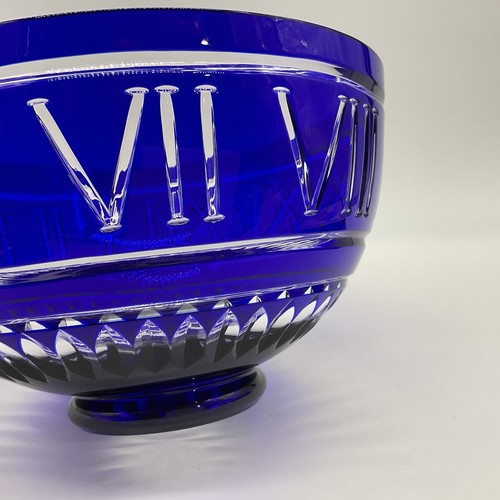 Colbalt Blue large bowl with Roman Numerals around the surface 10 in wide - Picture 19 of 22