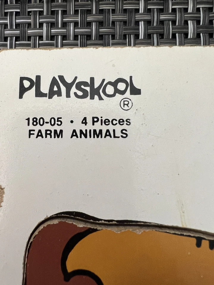 Playskool Farm Animals 4 Pcs Childrens Wood Puzzle Toy #180-05 Vtg 80s Horse Cow - Image 2 of 4