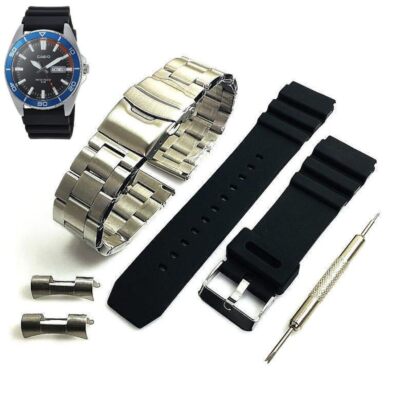 Steel Bracelet & Silicone Replacement Watch Band Fits Casio MTD-120 MTD120-1AV