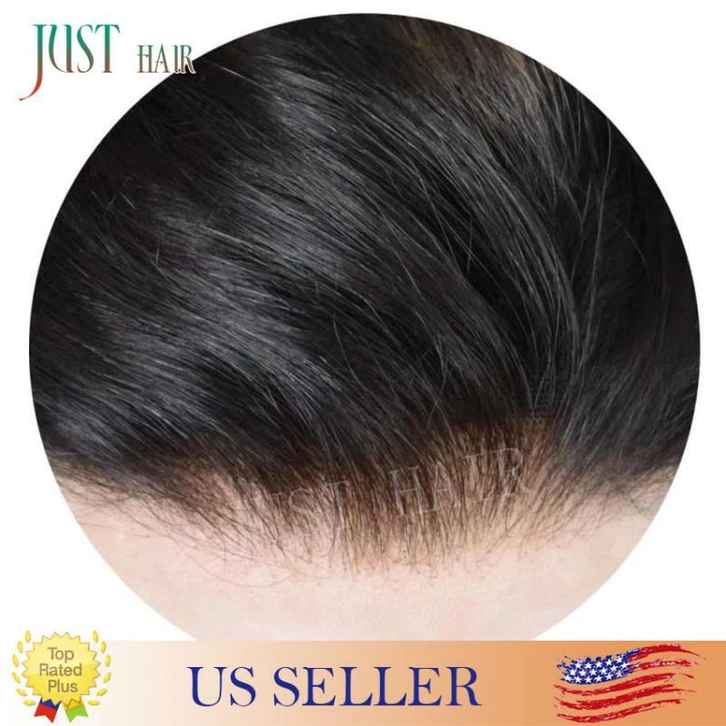 Full French Lace Hair Replacement System For Man Swiss Lace Men Toupee Hairpiece - Image 4 of 4