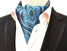 Classic Men Jacquard Paisley Aqua Scarves Cravat Ascot Necktie Tie Gentleman