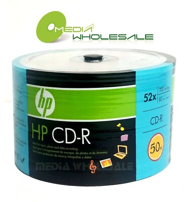 50 HP 52X CD-R CDR ECO Logo Top Blank Audio Data Music Recordable Disc Spindle