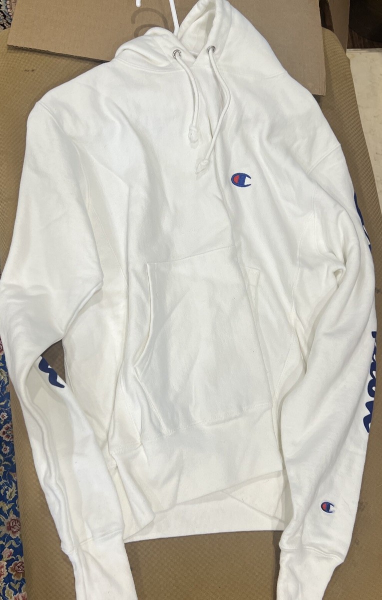 VTG 80s Champion Reverse Weave Blank Hoodie Sweatshirt White Small