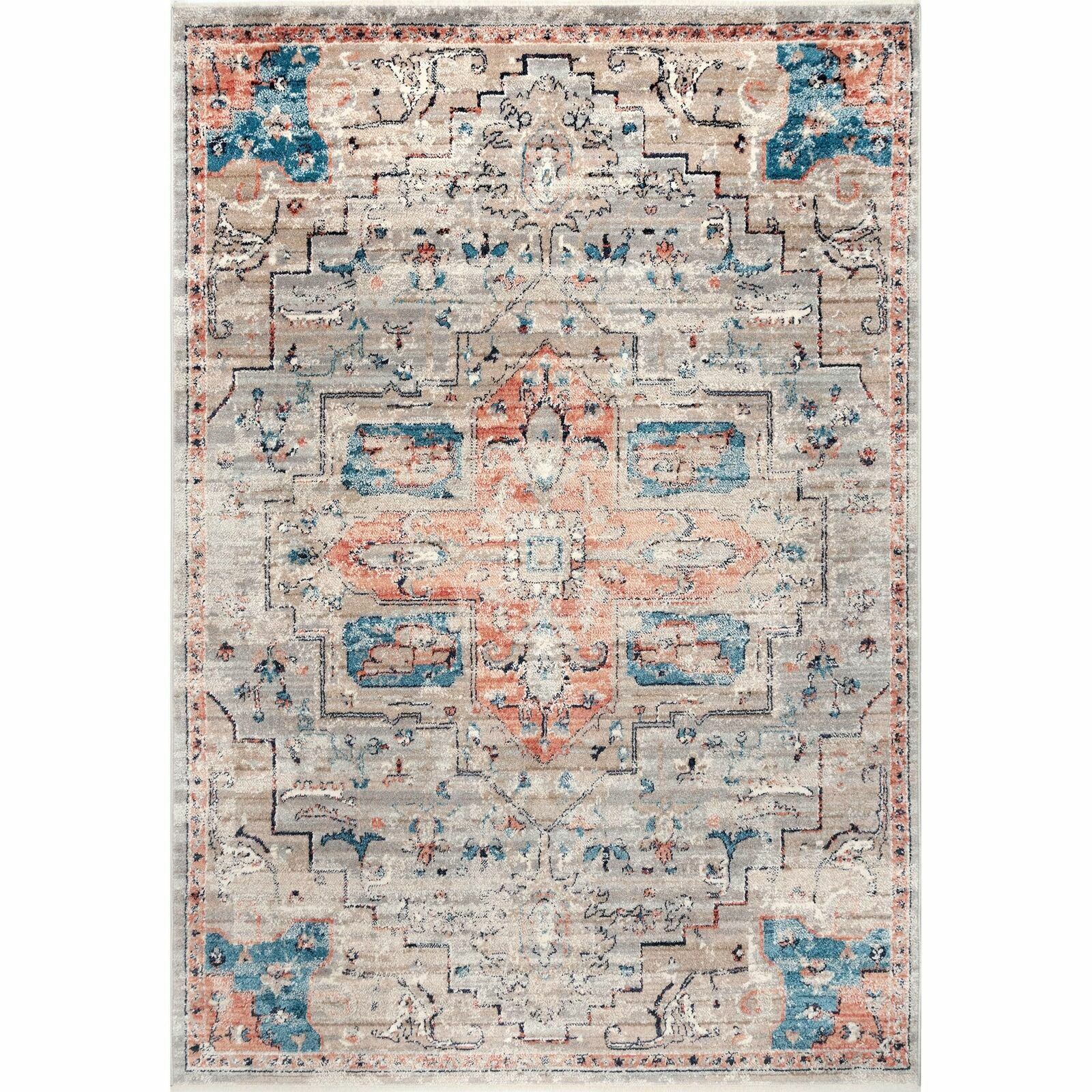 nuLOOM Janessa Croix Medallion Area Rug in Beige Vintage Oriental