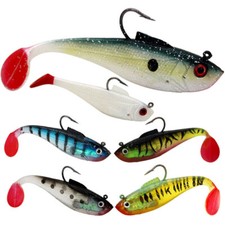 6 Pack Jig Head Soft Fishing Lures Paddle Tail Swimbaits for Bass Trout