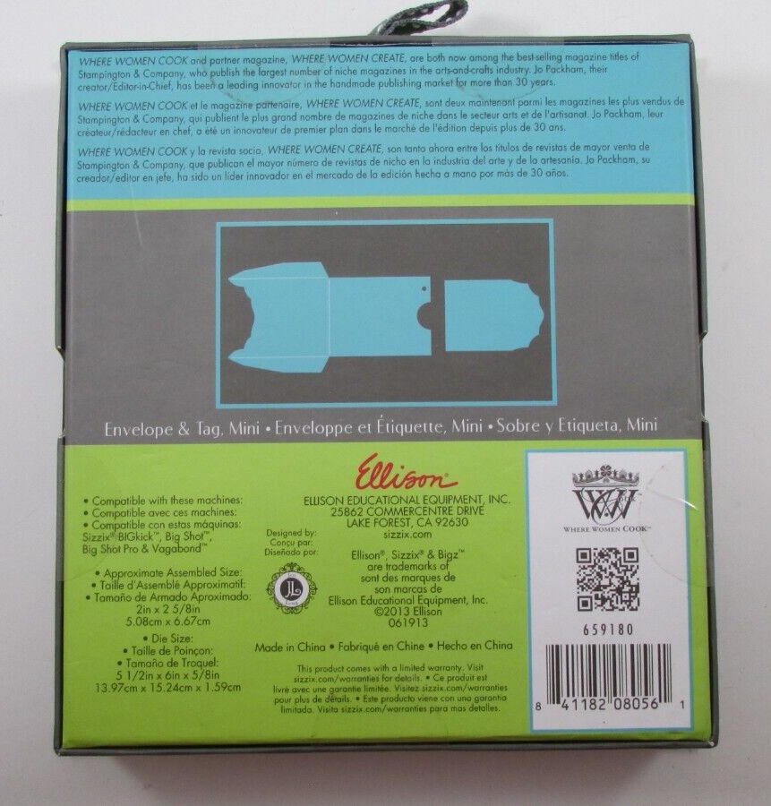 NEW SIZZIX BIGZ Where Women Cook - Envelope & Tag, MINI 659180 | eBay