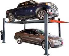 110V 11,000 lbs Four Post Parking Lift, Heavy Duty 4 Post Lift W/ Rolling Jack