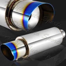4 Titanium Burnt Slant N1 Tip T304 Weld On Exhaust Muffler 2.5 Inlet Universal