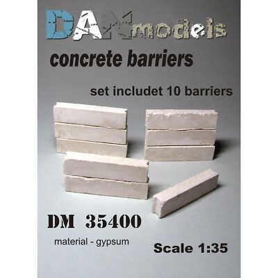 Dan Models 35400 Scale 1:35 Concrete Barriers 10 pcs Roadblock Material - Gypsum