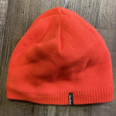 DexShell Fleece Lined Beanie Construction Bright Neon Orange Knitted Knit Hat