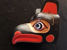 CLASSIC NORTHWEST COAST DESIGN, "RAVEN" CARVED WOODEN MASK,  WY-1124*07662