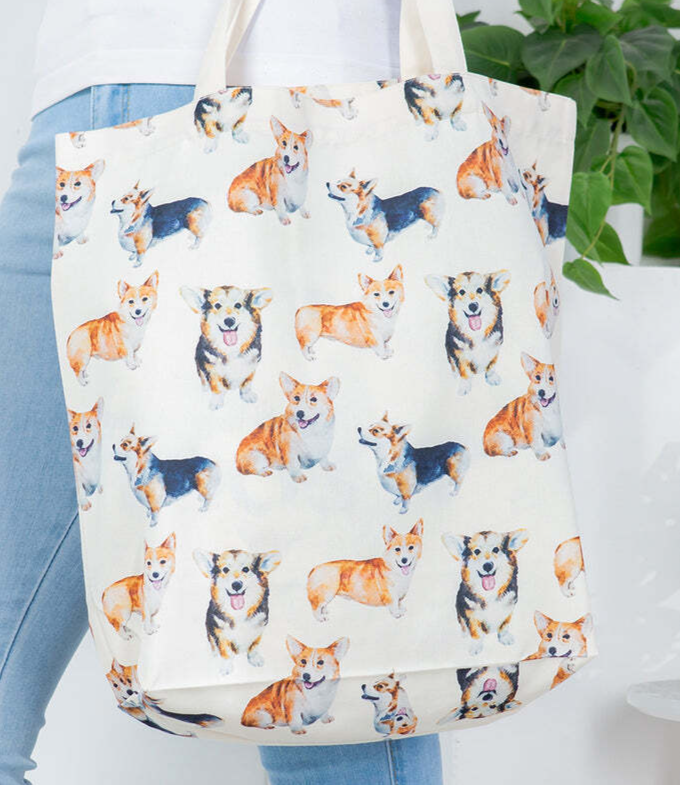 Corgi Dog Canvas Tote Bag Shopper Beach Gym Large Handbag Big