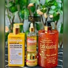 4 In 1 Set Golden Glow Body Milk 500ml Lotion  1000ml exfoliating shower Gel.