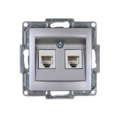 Gunsan Visage Telefon Steckdose 2-fach CAT3 Silber