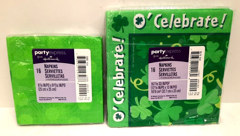 Servilletas de papel de 2 capas del día de San Patricio sello tréboles verdes 2 PAQUETES Foto 2 de 3