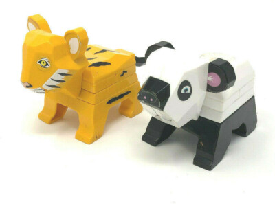 2 Baustein Stecktiere Panda und Tiger ca. 7,5 cm groß (160)