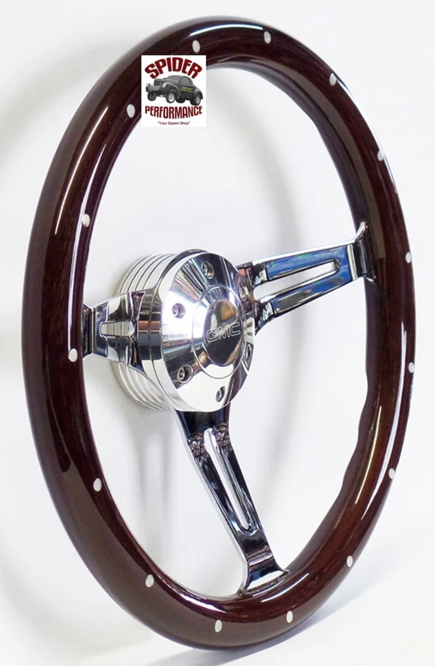 1988-1994 Jimmy Suburban GMC pickup wood steering wheel 14" DARK MAHOGANY - Image 2 of 4