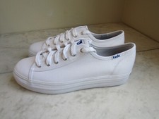 NWT Keds Triple Kick White White Canvas Lace Up Sneaker Shoes Women's 8 EU 39