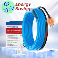 18ft  Pipe Heat Tape with Thermostat, -40°F Deicing