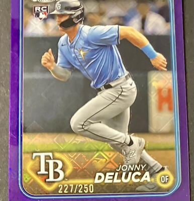 /250 JONNY DELUCA 2024 Topps Chrome RC Rookie PURPLE LOGOFRACTOR #163 Rays